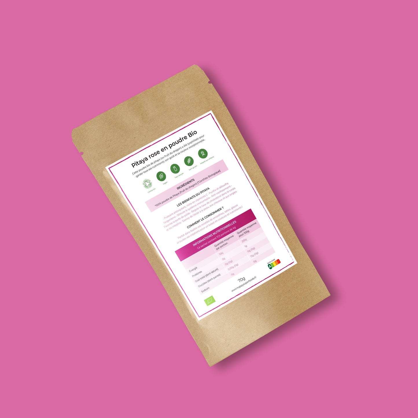 Pitaya Rose BIO en poudre